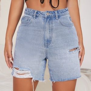 High waist ripped Demim “boyfriend” shorts